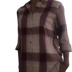 Alfred Dunner Plaid Shirt in Pink and Cream